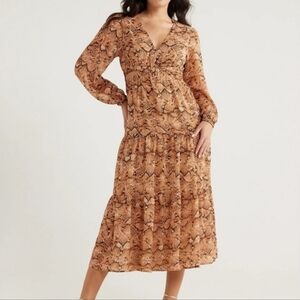 Snake Print Gabriella Maxi Dress New Size Medium Boho Snake Print Women's